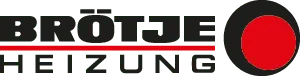 Logo von „BRÖTJE HEIZUNG“ in fettem schwarzen Text mit einem roten Kreis rechts. Das Design ist schlicht, modern und vermittelt Wärme und Energie.