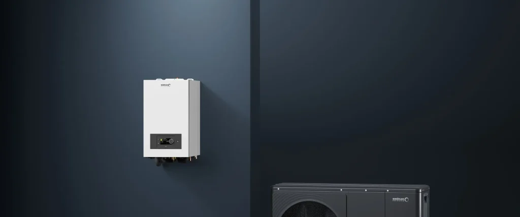 Ein modernes Badezimmer mit wandhängender Toilette vor dunklen Strukturfliesen. Sonnenlicht wirft Streifen auf den Boden und erzeugt so eine ruhige, minimalistische Atmosphäre.